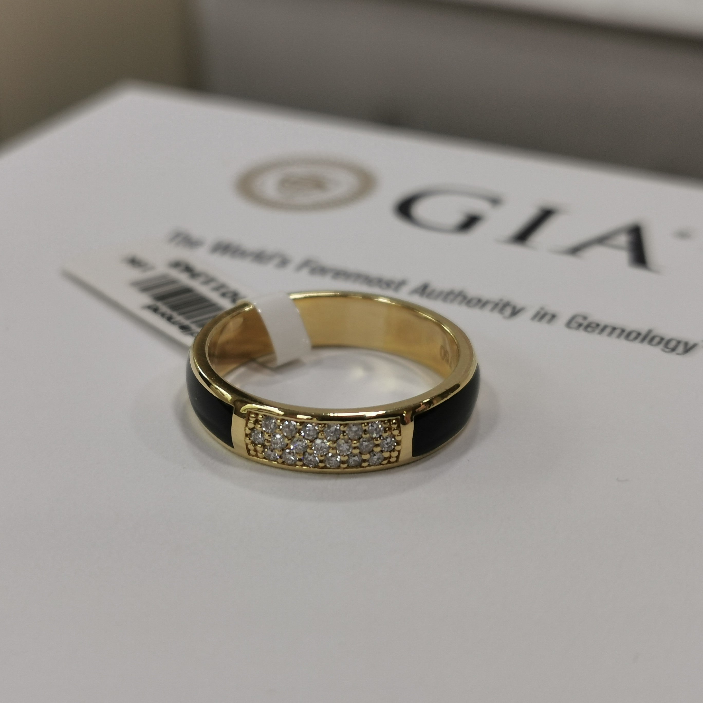 Пръстен от жълто злато с Диаманти и цветен емайл 0.17 карата